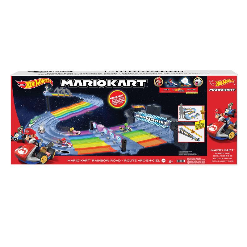 slide 6 of 15, Hot Wheels Nintendo Mario Kart Rainbow Road Raceway Track Set 30 Piece with 2 1:64 Scale Vehicles - Target Exclusive, 30 ct