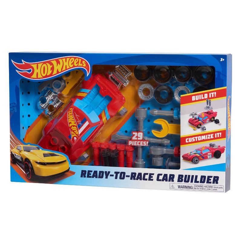 slide 4 of 8, Hot Wheels Ready to Race Car Builder: Creative Thinking Toy for Kids, 29 Pieces, Non-Powered ABS Toy Vehicles, 29 ct
