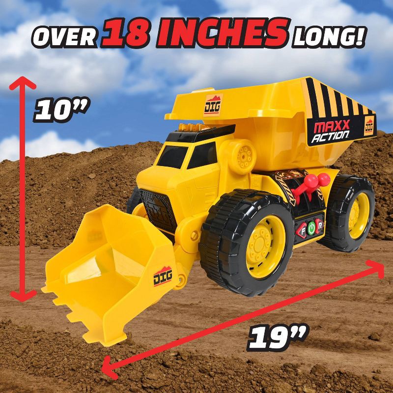 slide 4 of 6, Maxx Action 2-N-1 Dig Rig - Excavator and Dump Truck, Construction Truck Toy with Joystick Controller, 1 ct