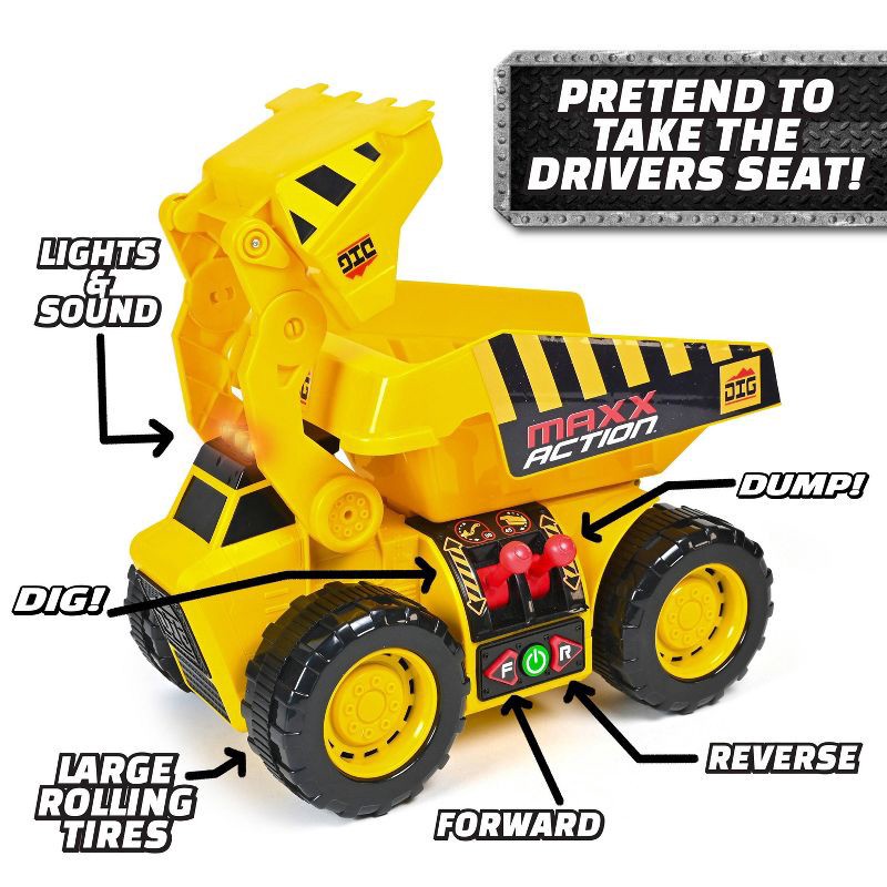 slide 5 of 6, Maxx Action 2-N-1 Dig Rig - Excavator and Dump Truck, Construction Truck Toy with Joystick Controller, 1 ct