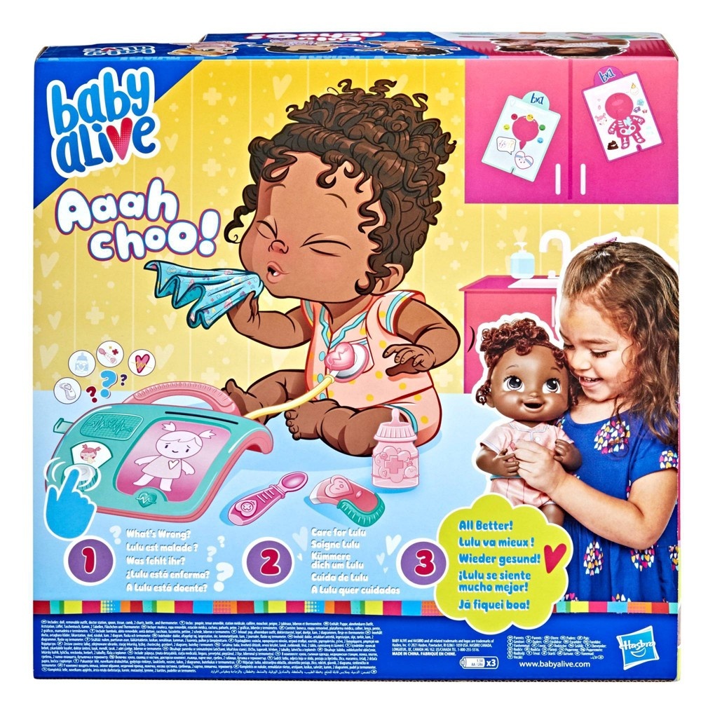 slide 4 of 8, Baby Alive Lulu Achoo Baby Doll - Black Hair, 1 ct