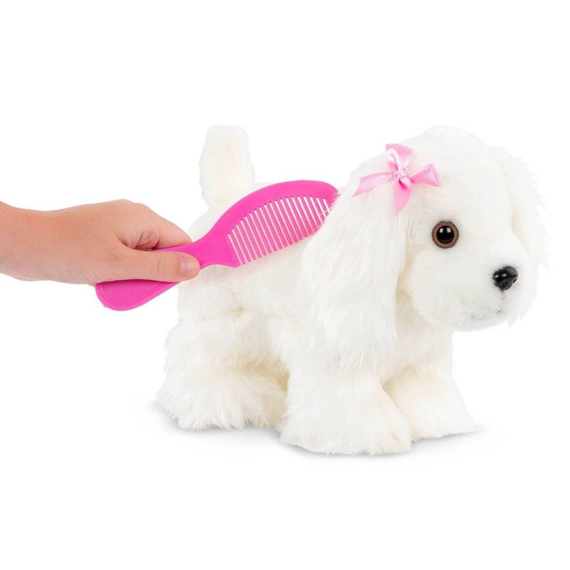 slide 3 of 5, Pucci Pups Pink & Black Spot Print Glam Bag with Maltese Stuffed Animal, 1 ct