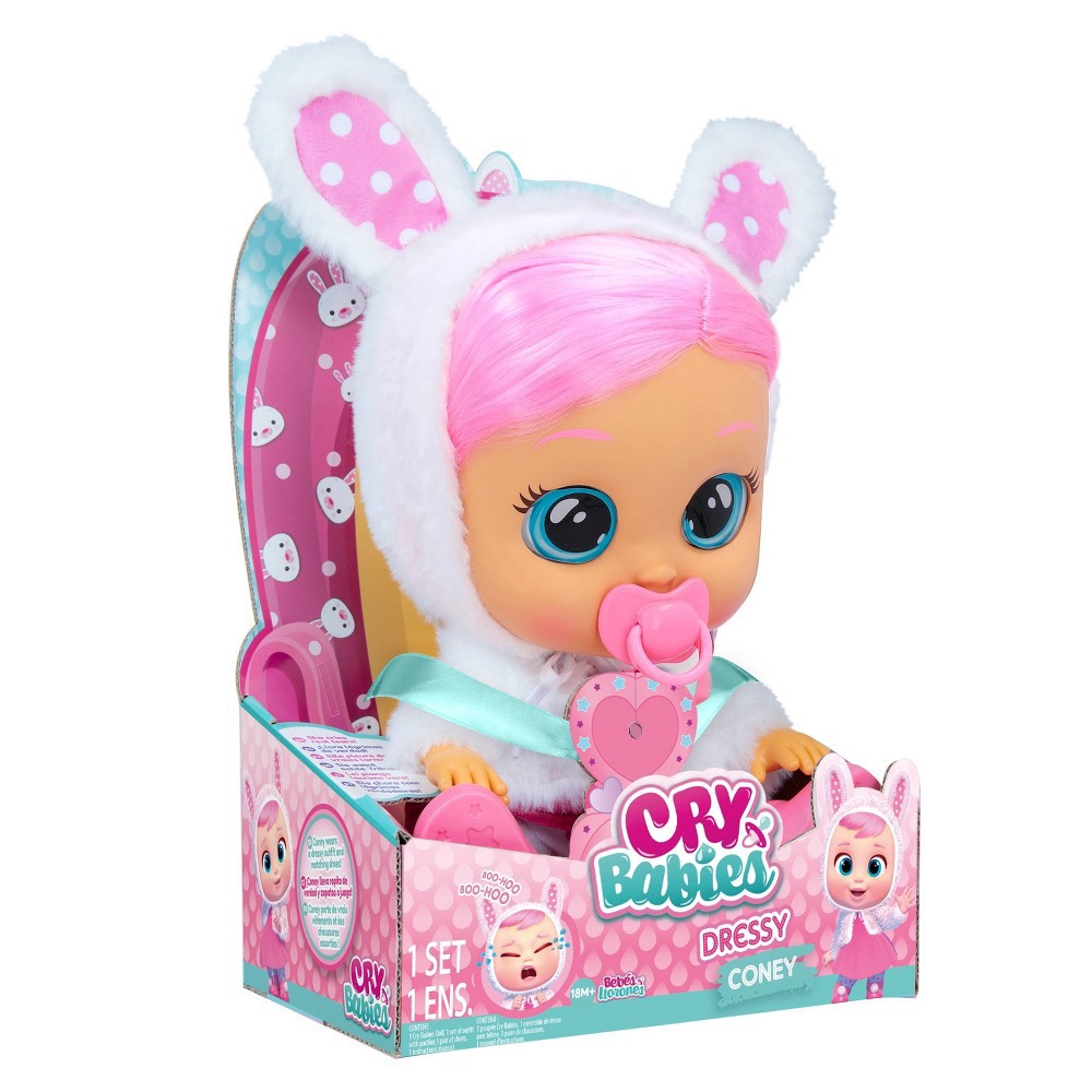 slide 6 of 7, Cry Babies Dressy Coney 12" Baby Doll - Pink Hair, 1 ct