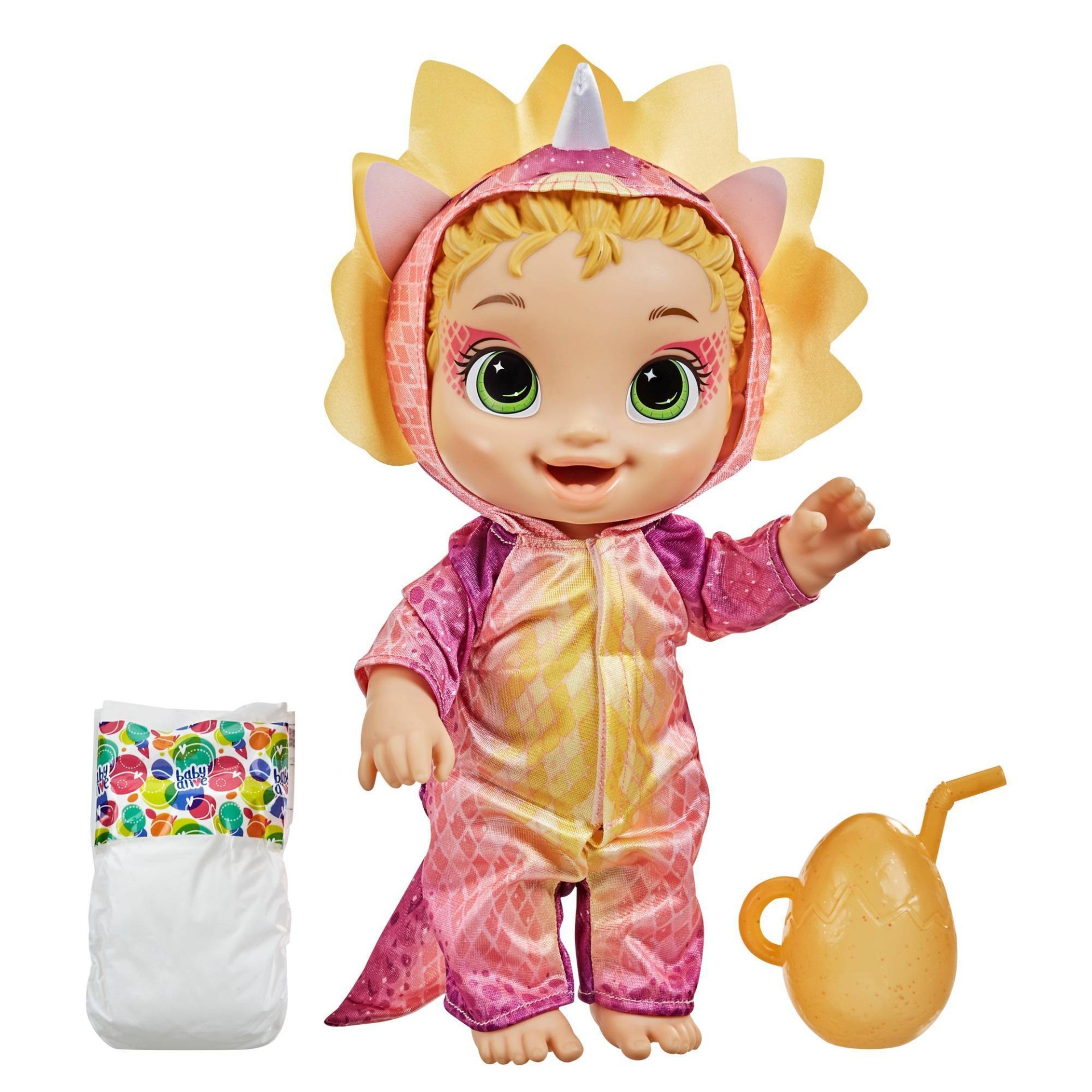slide 1 of 5, Baby Alive Dino Cuties Doll Triceratops - Blonde Hair, 1 ct