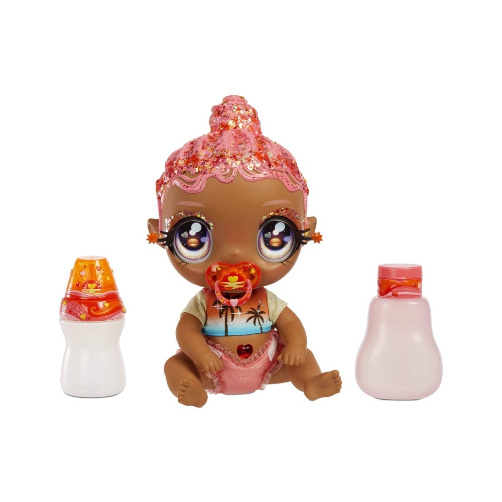 Glitter Babyz Solana Sunburst with 3 Magical Color Changes Baby Doll -  Coral Pink Hair