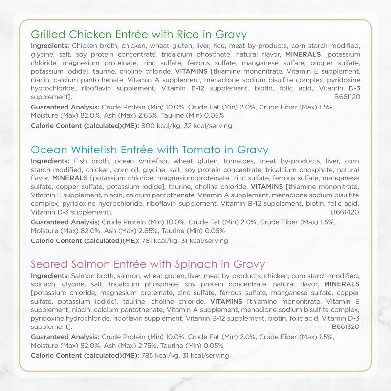 slide 7 of 10, Purina Fancy Feast Petites Gourmet Collection Variety Pack Chicken, Salmon, Seafood and Fish Flavor Gravy Wet Cat Food - 2.8oz/48ct, 2.8 oz, 48 ct