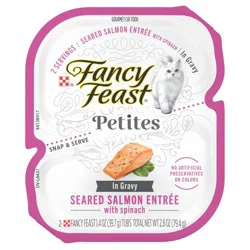 Fancy Feast Petites Seared Salmon, Fish & Seafood Flavor with Spinach in Gravy Wet Cat Food - 2.8oz