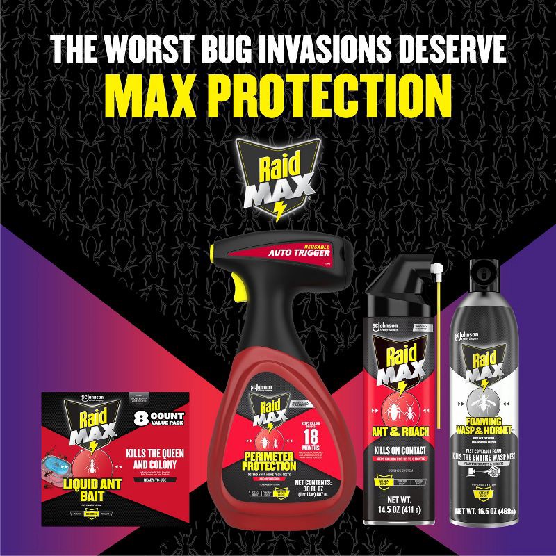 slide 11 of 13, Raid Max Bug Killer Perimeter Protection Bug Spray - 30oz, 30 oz