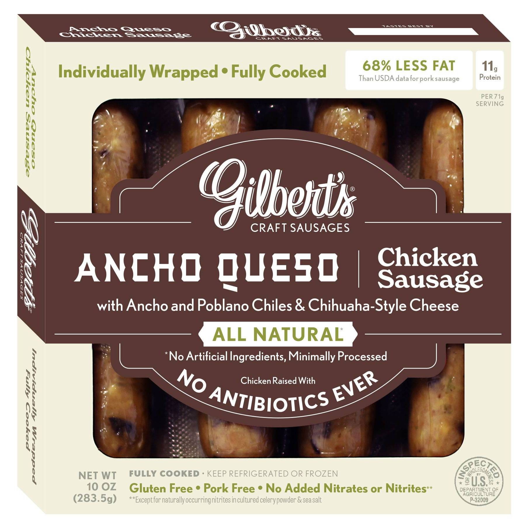 slide 1 of 4, Gilbert's Craft Sausages Gilbert's Craft Ancho Queso Chicken Sausage - 10oz, 10 oz