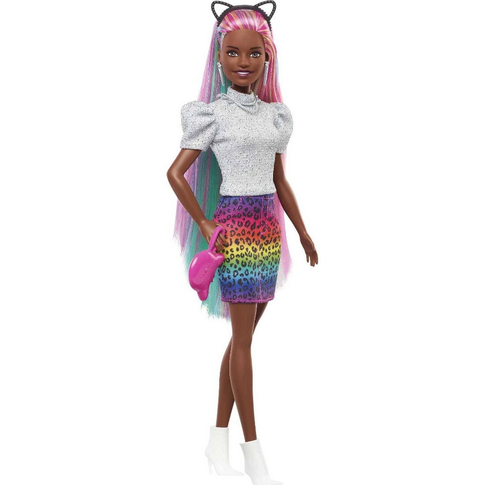 Barbie Leopard Rainbow Hair Doll - Animal Print Skirt 1 ct | Shipt