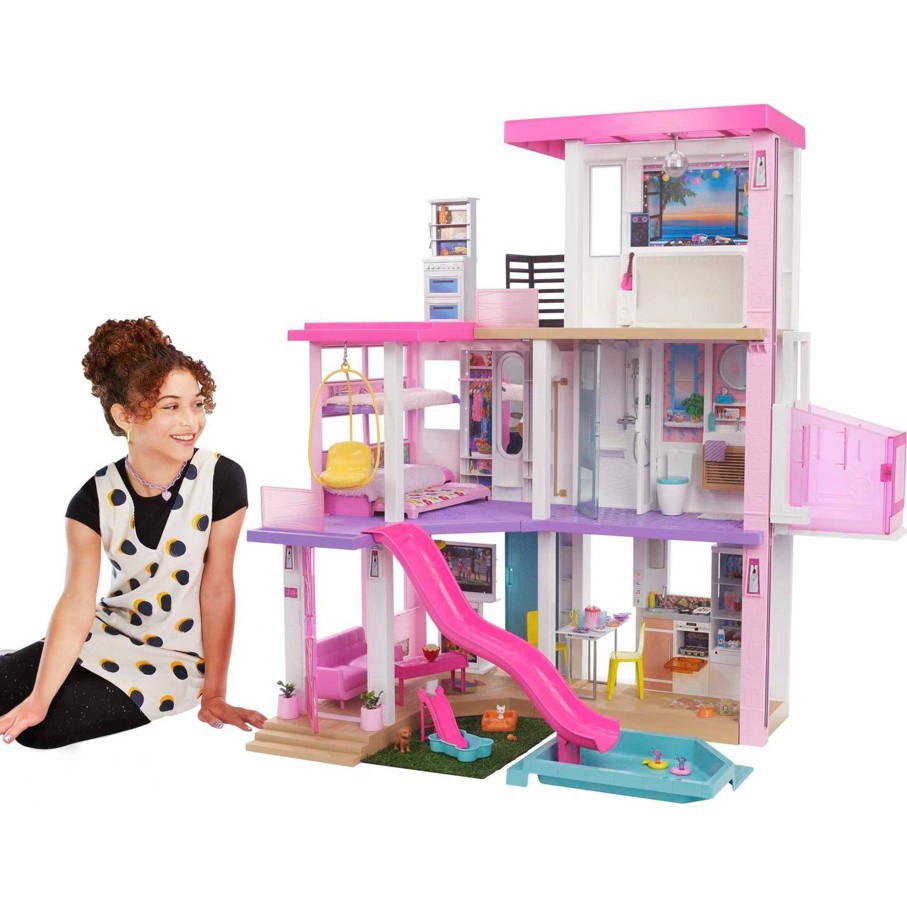 slide 1 of 2, Barbie DreamHouse Dollhouse with Pool, Slide, Elevator, Lights & Sounds 3.75', 1 ct