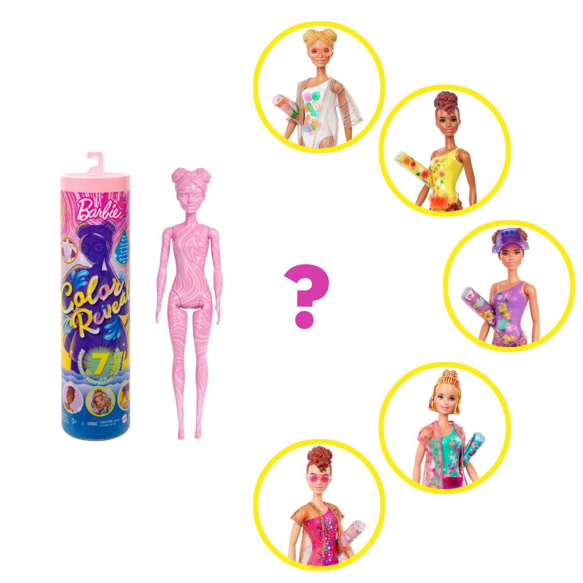 slide 1 of 5, Barbie Color Reveal Sand & Sun Series Fashion Doll, 1 ct