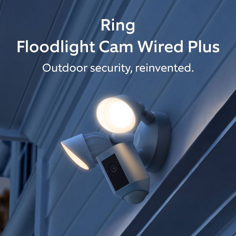 slide 2 of 11, Ring Floodlight Cam Wired Plus Security Camera - White, 1 ct