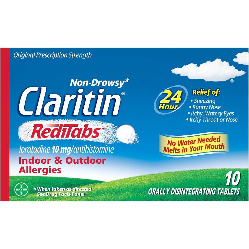 slide 1 of 7, Claritin Allergy Relief 24 Hour Non-Drowsy Loratadine RediTab Dissolving Tablets - 10ct, 10 ct