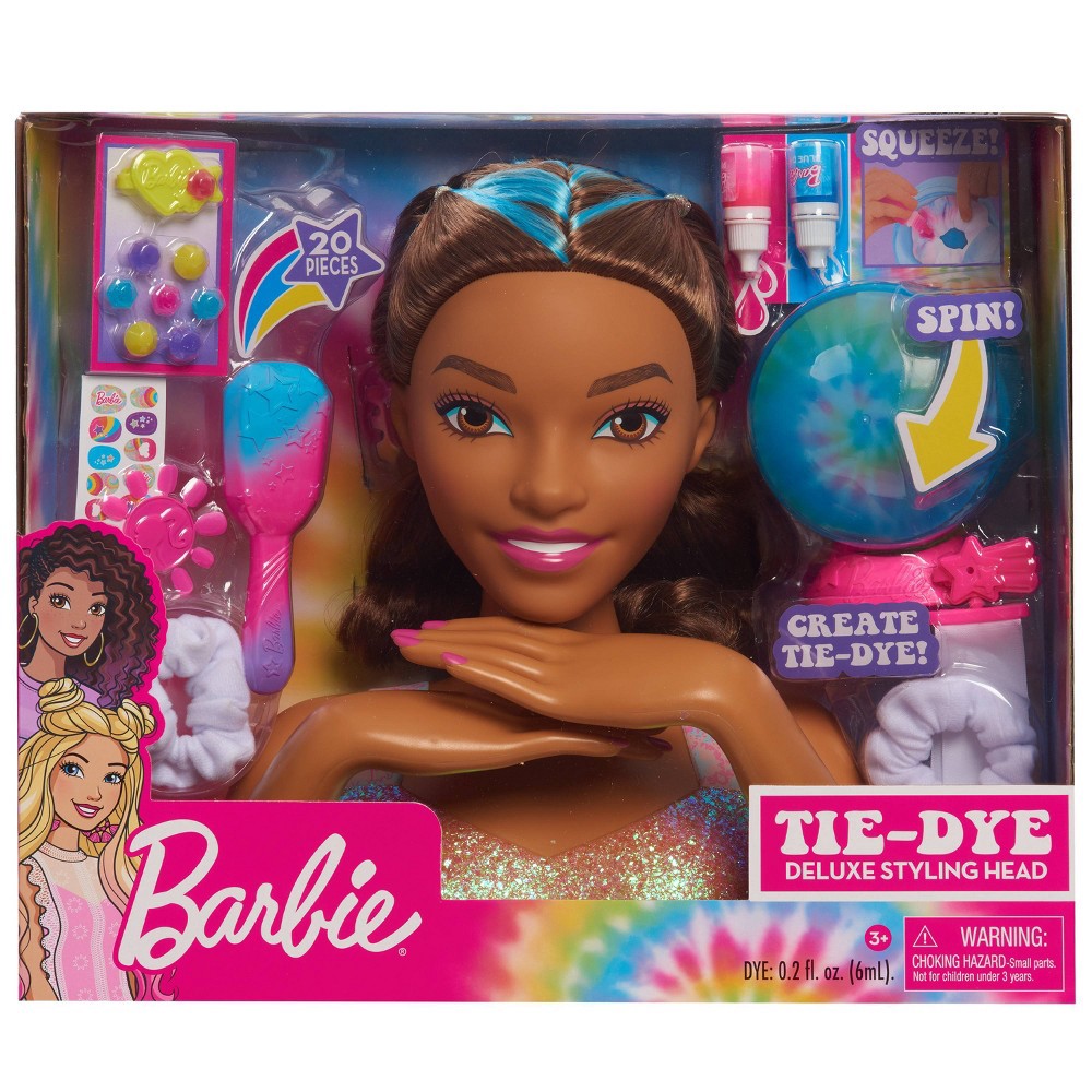 Barbie Tie-Dye Deluxe Styling Head Brunette Hair with Blue Highlights 1