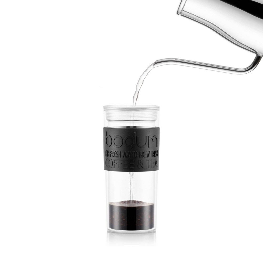 slide 3 of 8, Bodum 15oz Travel Coffee Press Double Wall Plastic - Black, 15 oz