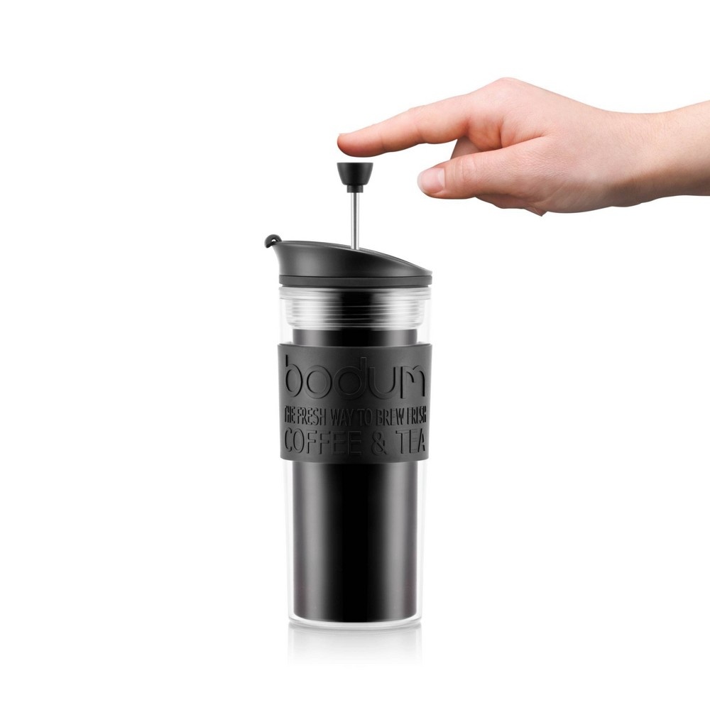 slide 4 of 8, Bodum 15oz Travel Coffee Press Double Wall Plastic - Black, 15 oz