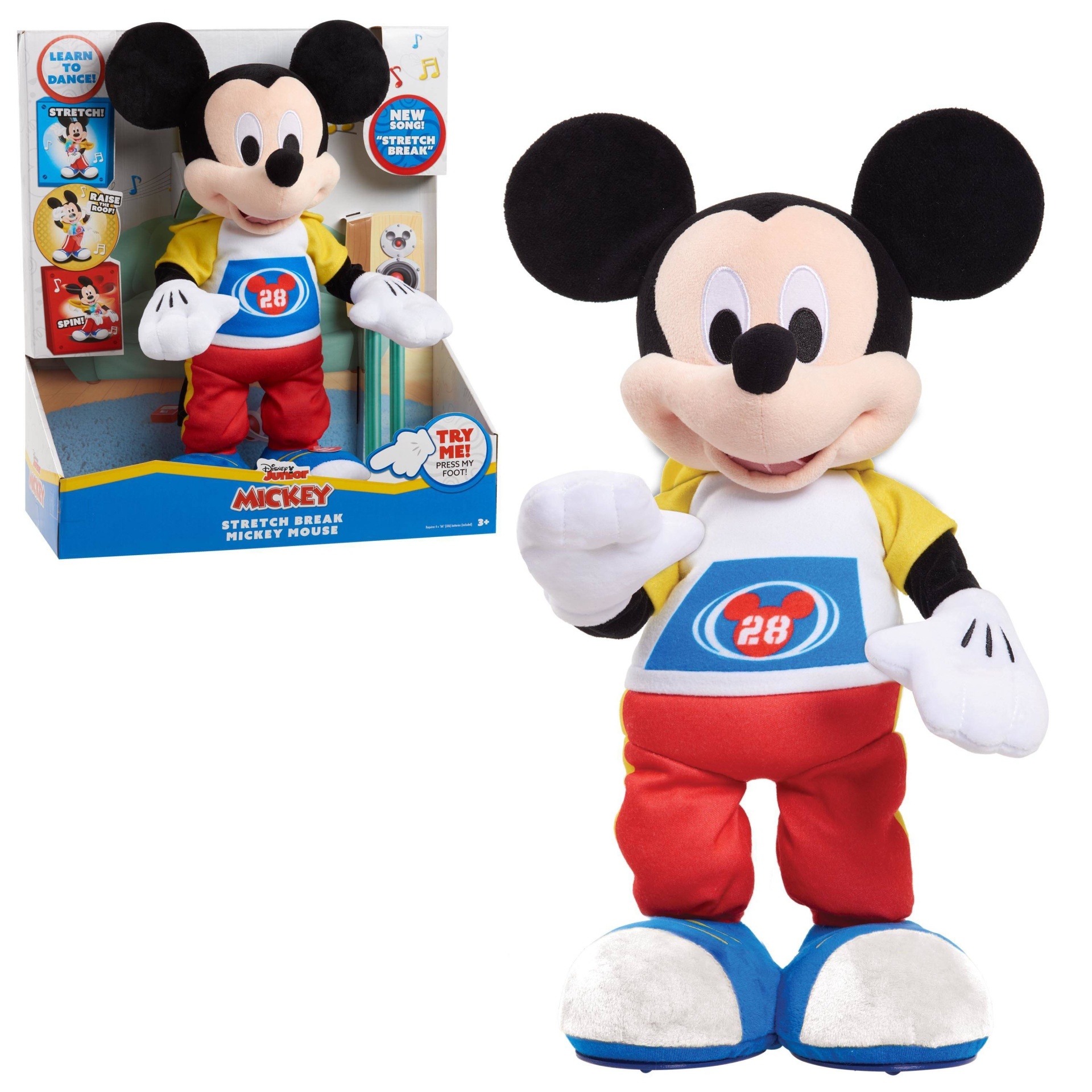 slide 1 of 5, Disney Junior Stretch Break Mickey Mouse Plush, 1 ct