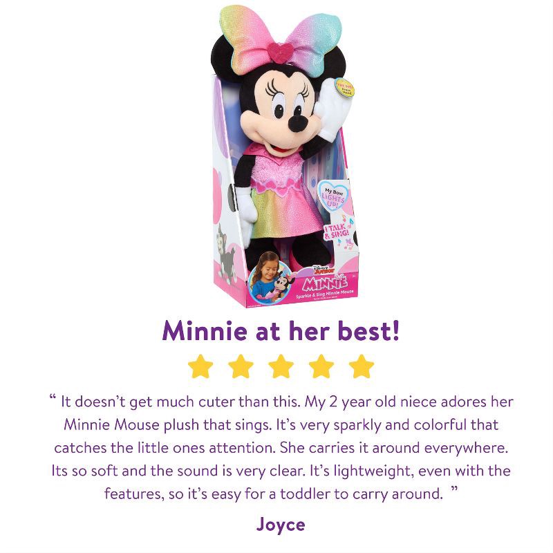 slide 3 of 7, Disney Junior Sparkle & Sing Minnie Mouse Plush, 1 ct