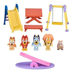 Bluey Deluxe Park Themed Playset: Bingo Figurine, Outdoor Adventure, 10-Piece Plastic Set, Licensed by BBC