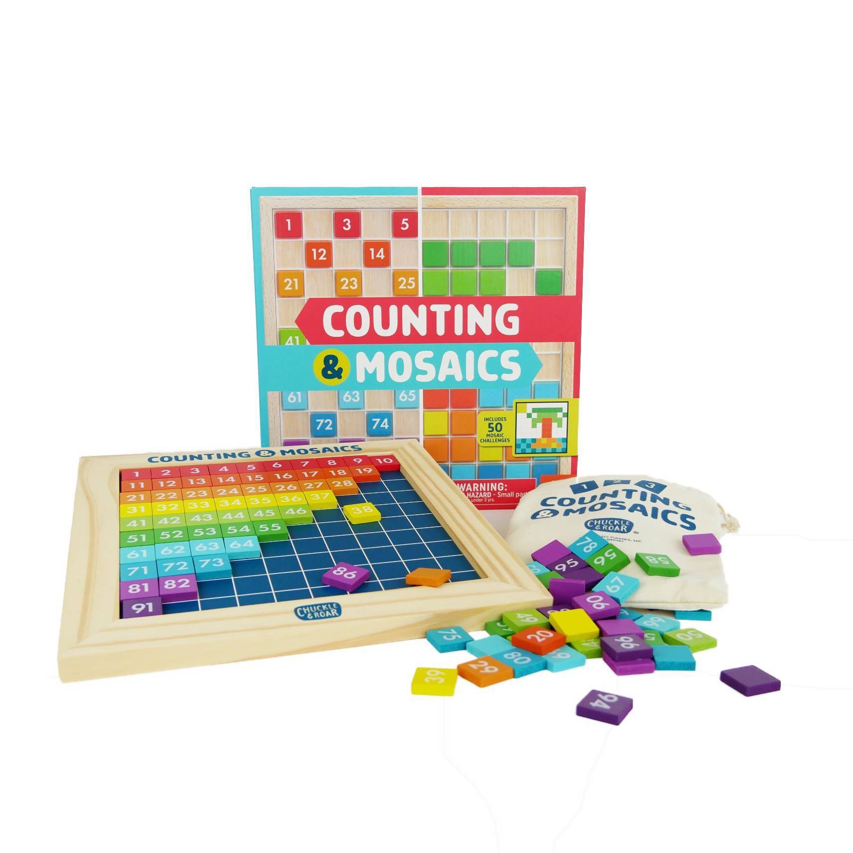 slide 1 of 8, Chuckle & Roar Counting & Mosaics Montessori Learning Activity Board, 1 ct