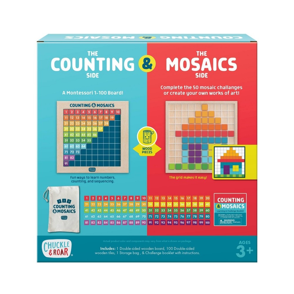 slide 4 of 8, Chuckle & Roar Counting & Mosaics Montessori Learning Activity Board, 1 ct