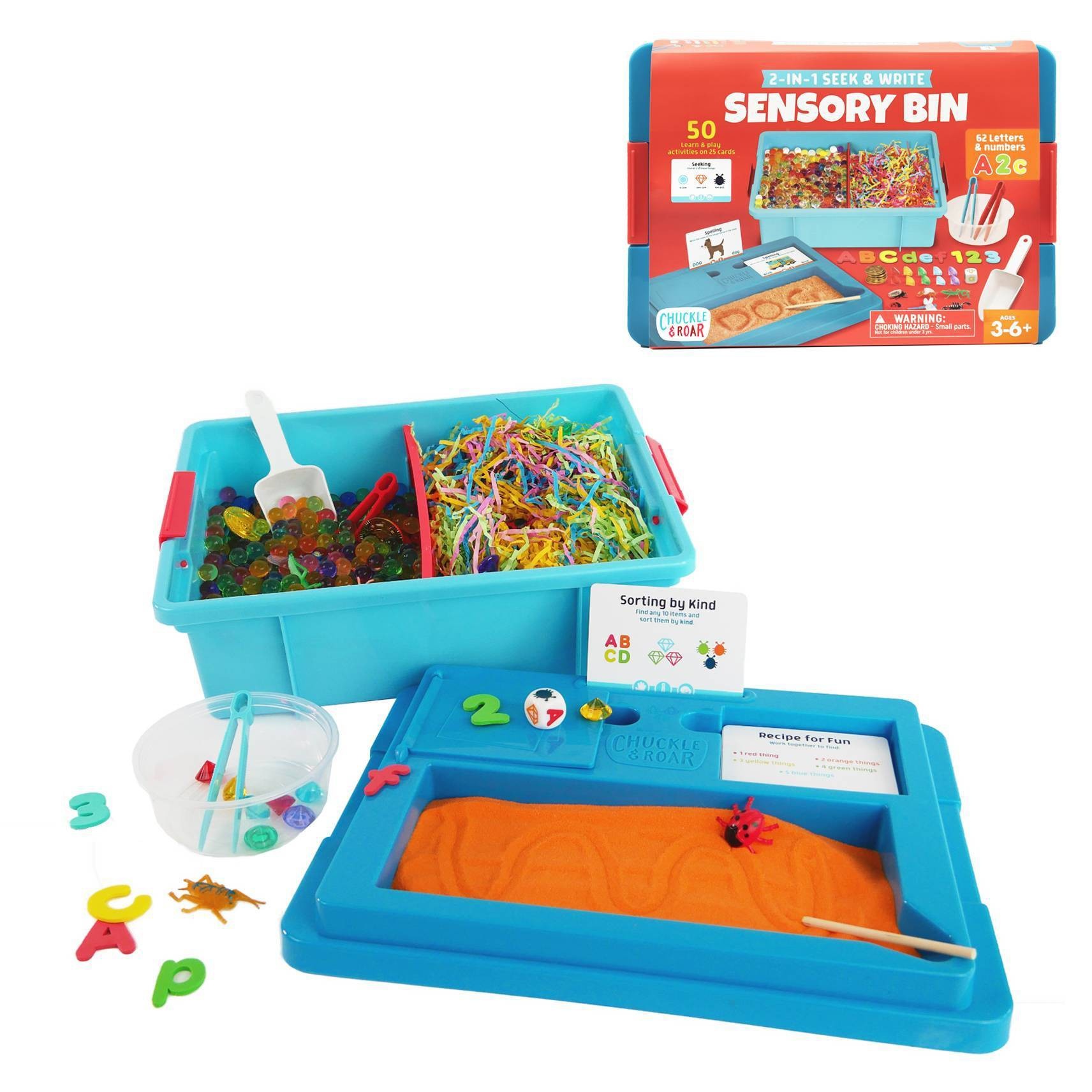 slide 1 of 1, Chuckle & Roar 2-in-1 Seek & Write Sensory Bin, 1 ct