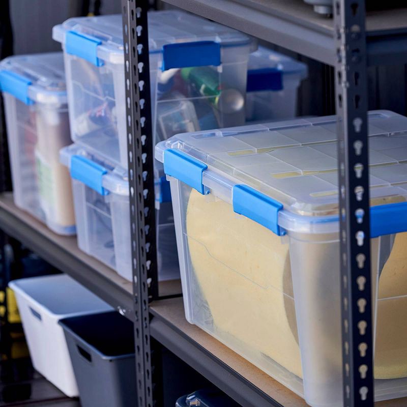 slide 2 of 4, Ezy Storage 79.3qt IP67 Waterproof Storage Box: Clear Stackable Utility Bin, Airtight, Polypropylene, 79.3 qt