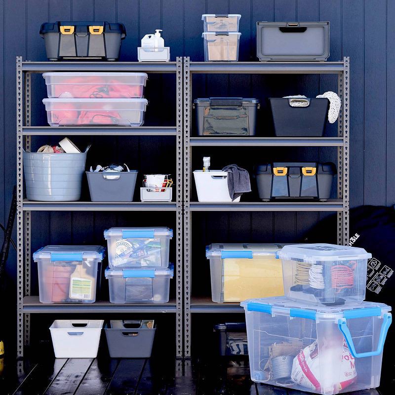 slide 2 of 4, Ezy Storage 33.8qt IP67 Waterproof Storage Box: Stackable Clear Utility Bin, Polypropylene, 22.8"x15.04"x8.54", 33.8 qt