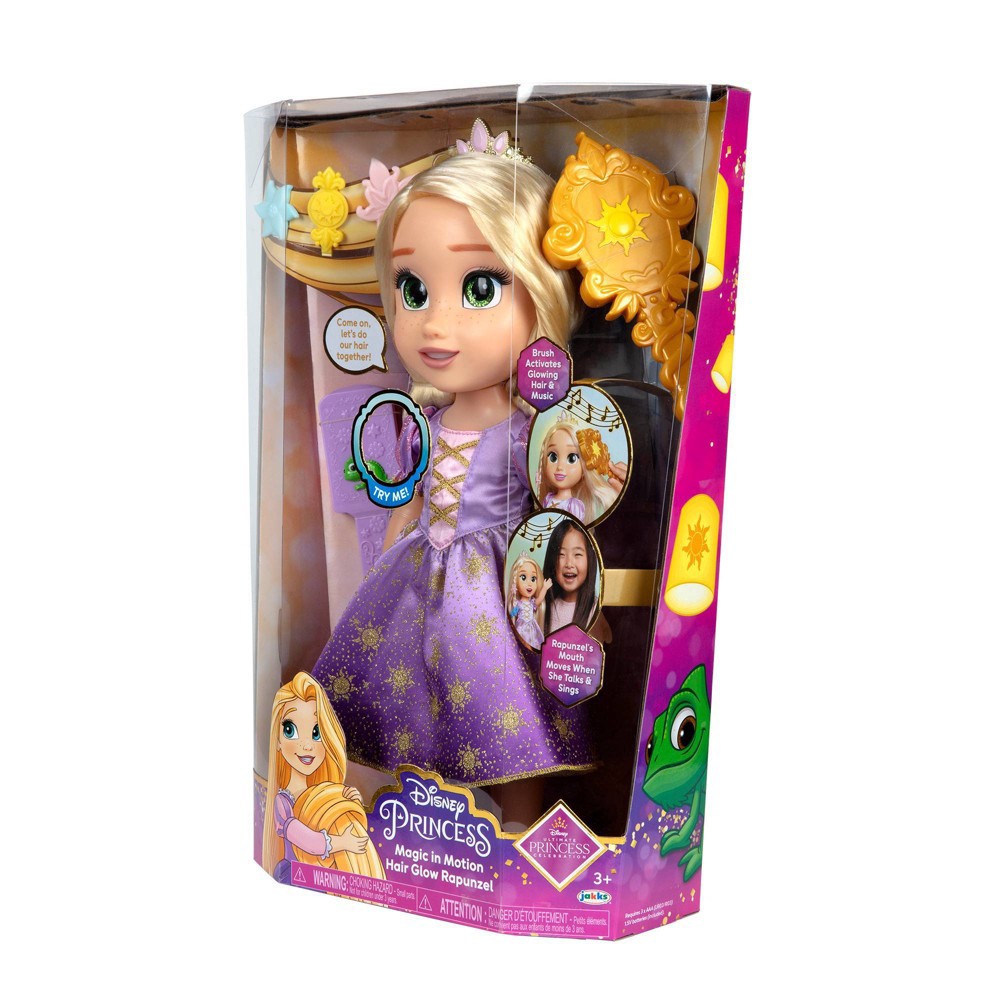 slide 4 of 12, Disney Princess Magic In Motion Hair Glow Rapunzel Doll, 1 ct