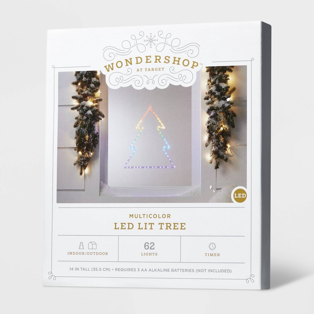 slide 3 of 3, 14in LED Rainbow Tree Hanging Decor Dew Drop Christmas Novelty Silhouette Lights Multicolor - Wondershop, 1 ct