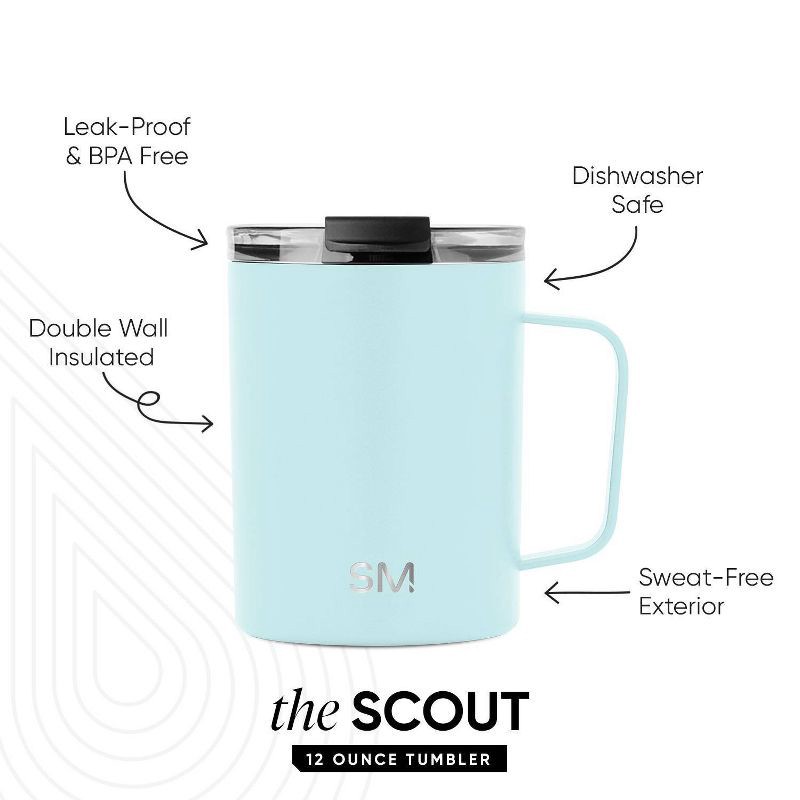 slide 4 of 4, Simple Modern 12oz Insulated Stainless Steel Modern Scout Mug with Clear Flip Lid Seaside: Travel Mug for Hot & Cold Drinks, 12 oz