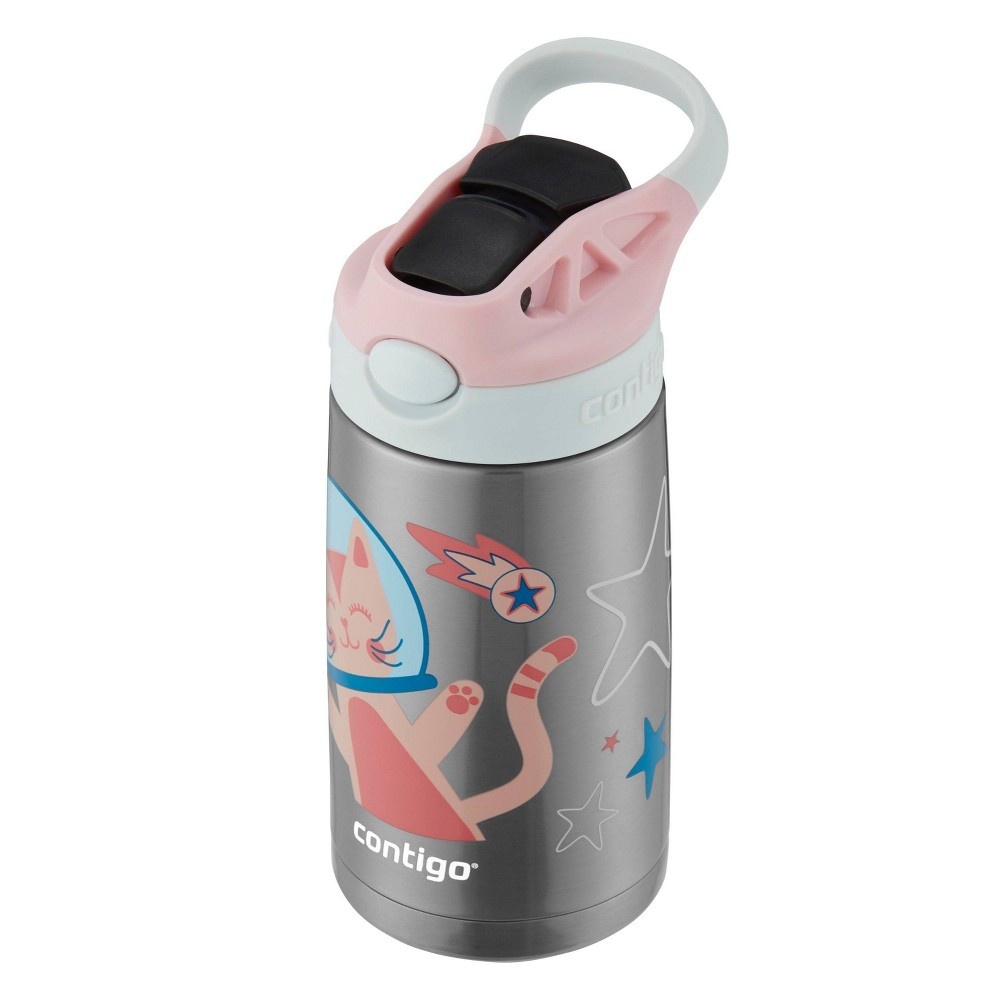 slide 3 of 7, Contigo 13oz Kids Stainless Steel Water Bottle with Redesigned AutoSpout Straw Space Kitty, 1 ct