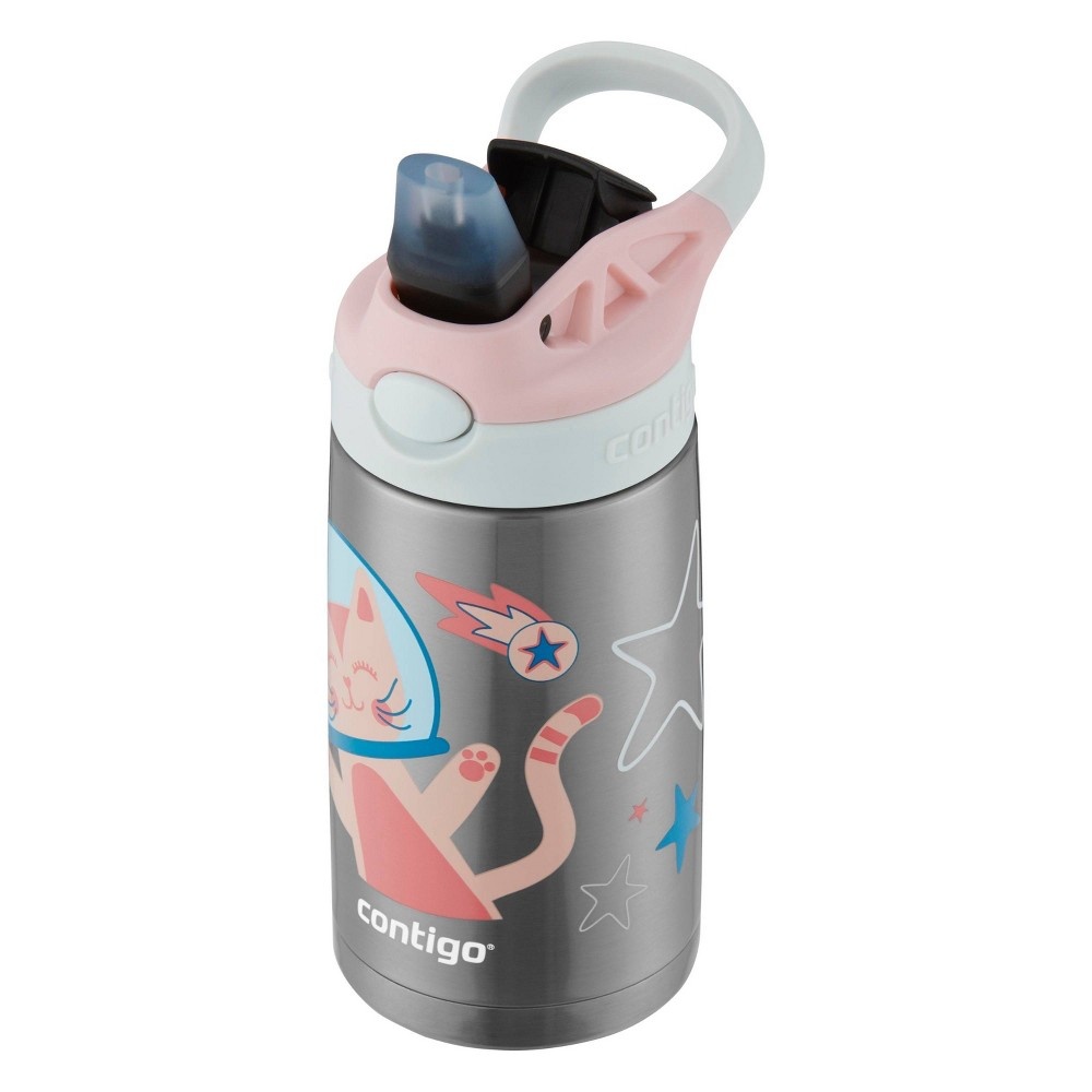 slide 4 of 7, Contigo 13oz Kids Stainless Steel Water Bottle with Redesigned AutoSpout Straw Space Kitty, 1 ct