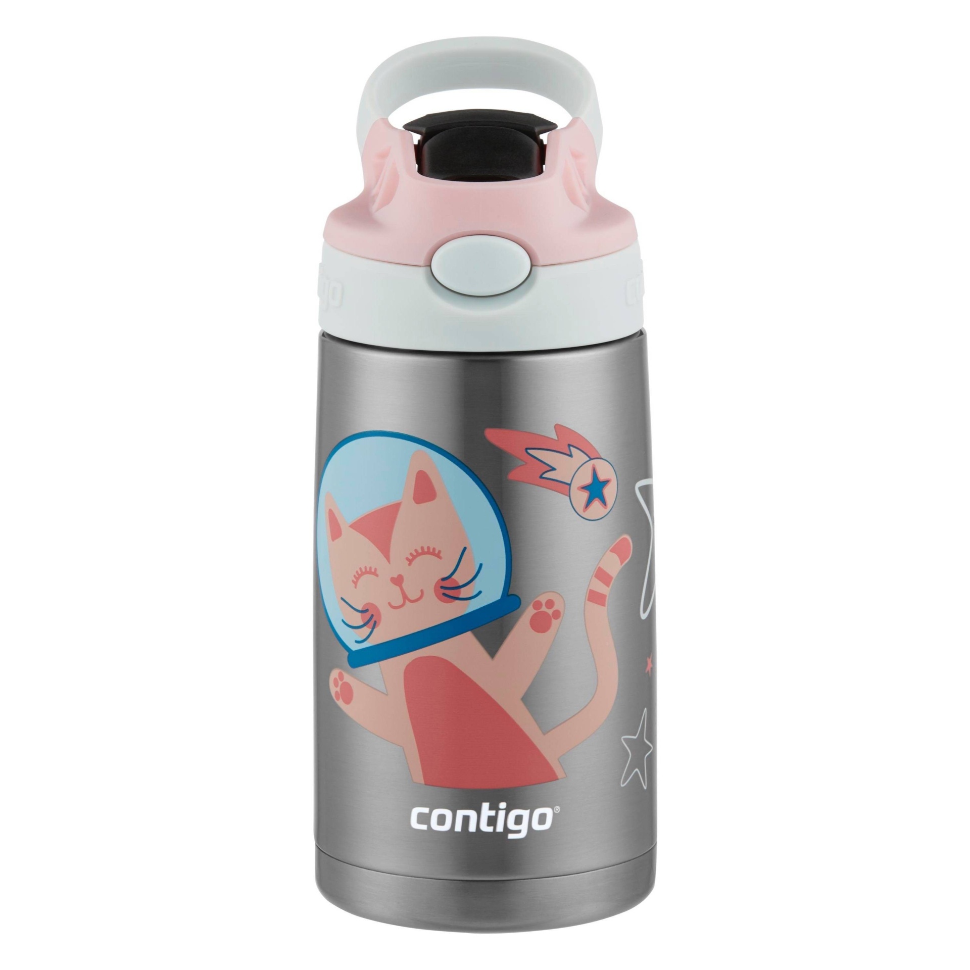 slide 1 of 7, Contigo 13oz Kids Stainless Steel Water Bottle with Redesigned AutoSpout Straw Space Kitty, 1 ct