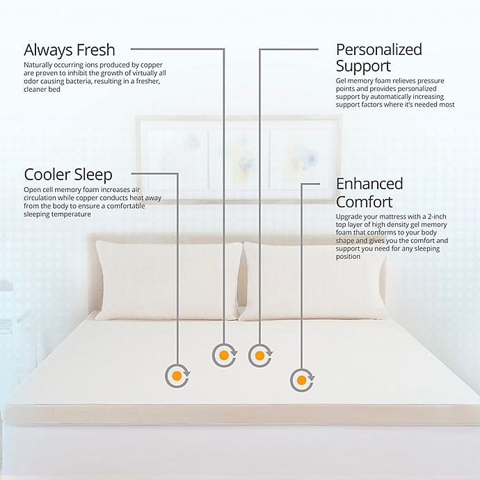 slide 9 of 9, Therapedic Gel CopperFresh Memory Foam King Mattress Topper, 2 in