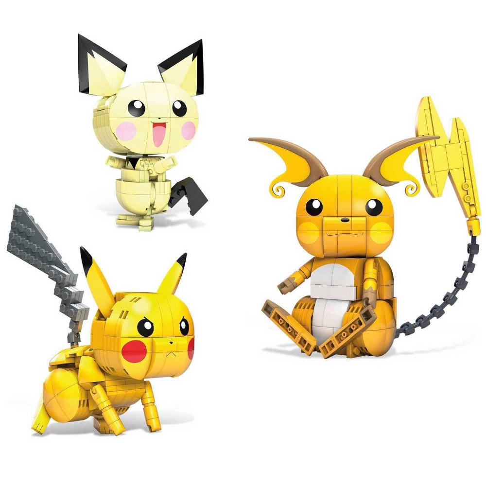 MEGA Pokemon Build & Show Pikachu Evolution Trio Construction Set, Building  Toys for Kids