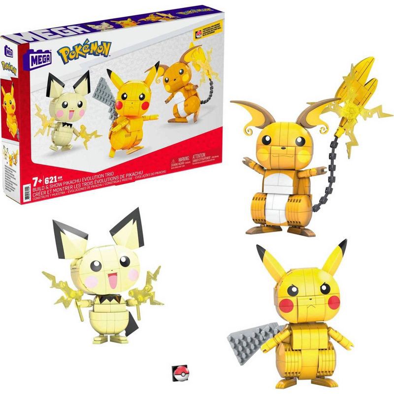 slide 1 of 1, Mega Construx Mega Pokémon Build and Show Pikachu Evolution Trio Building Set - 621pcs, 621 ct