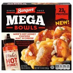 Banquet MEGA Bowls Mike's Hot Honey Chicken Mac 'n Cheese, Frozen Meal, 13.85 oz.