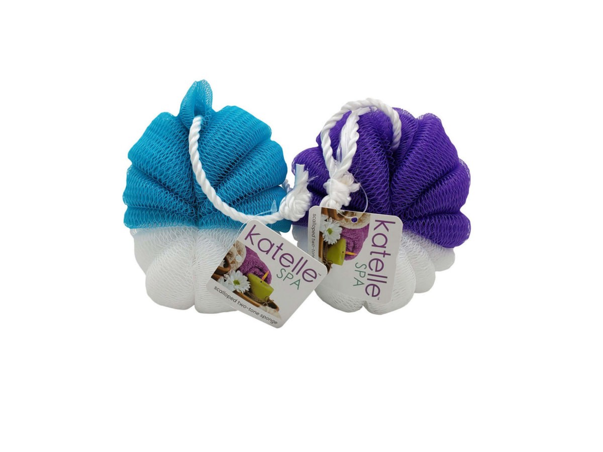 slide 1 of 5, Katelle Scalloped Two-Tone Sponge, Assorted Colors, 1 ct