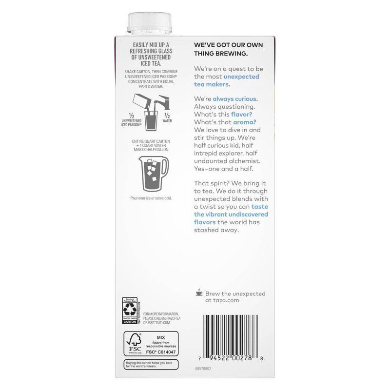slide 2 of 7, Tazo Unsweetened Passion Iced Tea Concentrate - 32 fl oz, 32 fl oz
