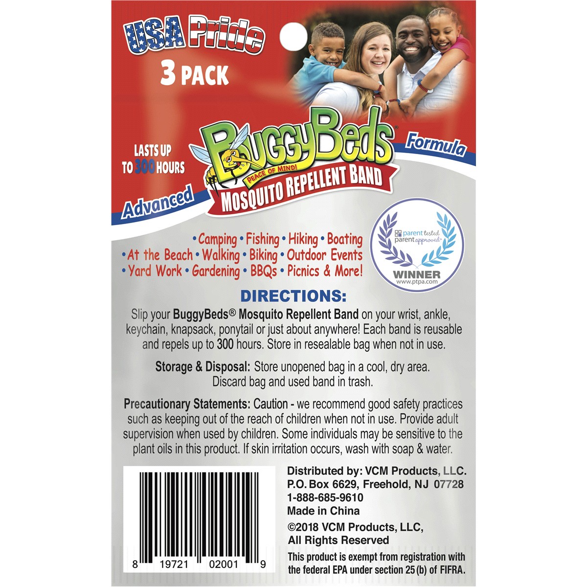 slide 2 of 2, BuggyBeds OTHER-REGIONAL BuggyBeds Mosquito Repellent USA Band, 3 ct