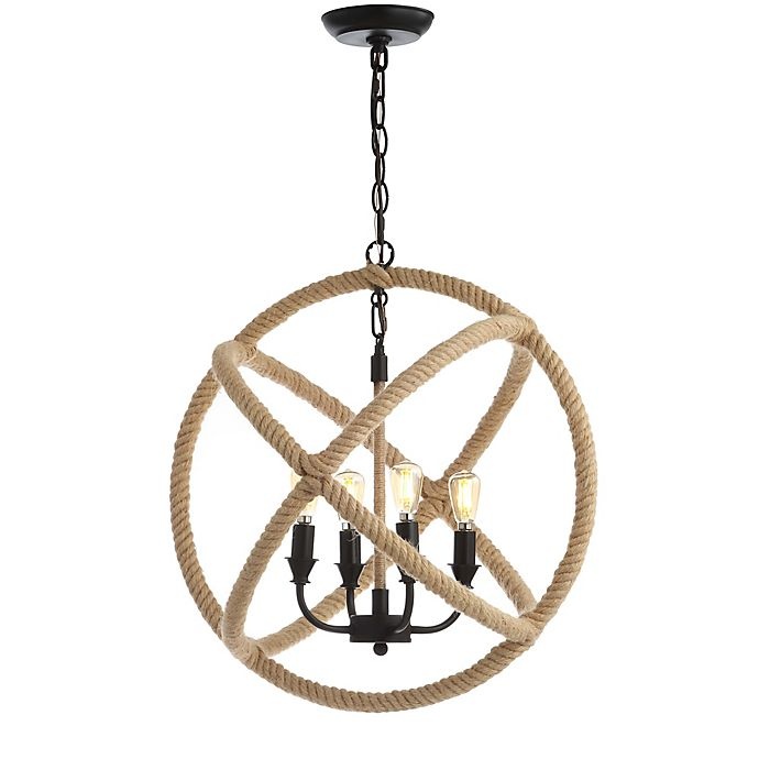 slide 6 of 9, JONATHAN Y Soka Globe 4-Light LED Chandelier - Black/Brown, 1 ct