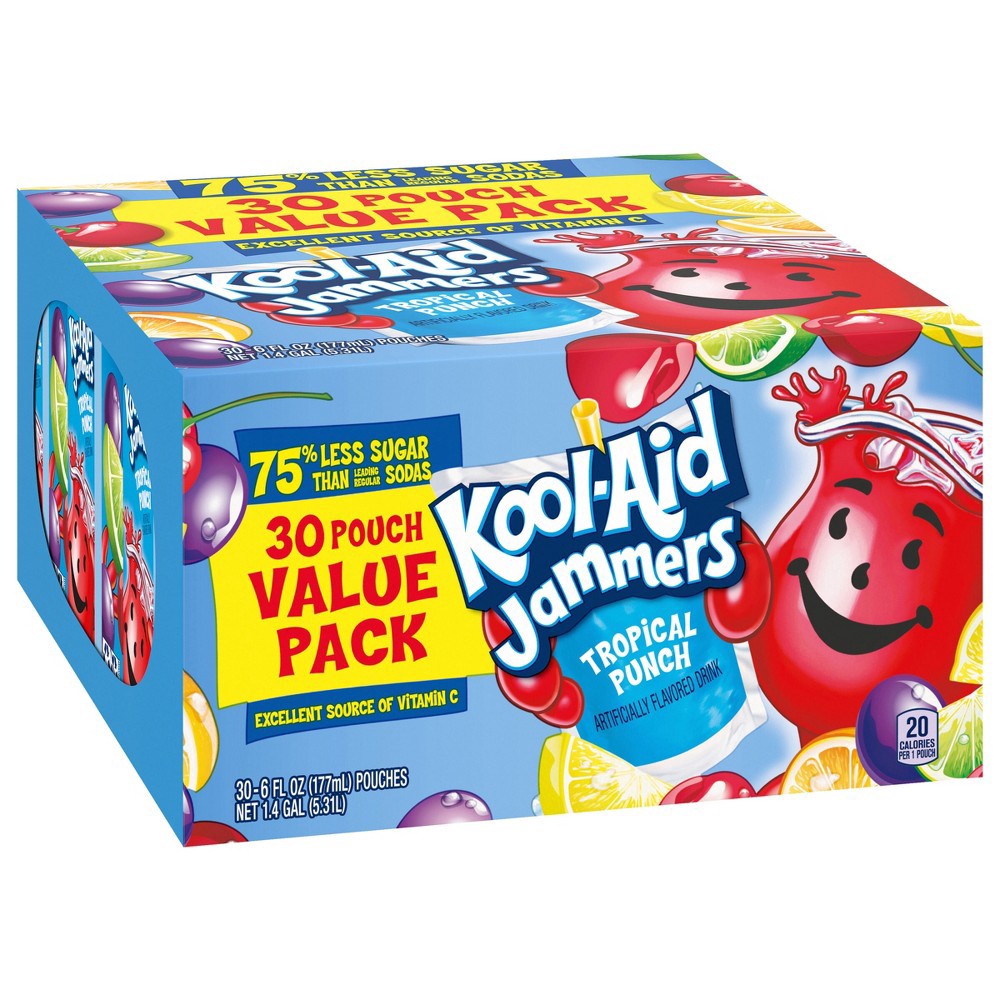 slide 11 of 16, Kool-Aid Jammers Tropical Punch Artificially Flavored Soft Drink Value Pack, 180 fl oz