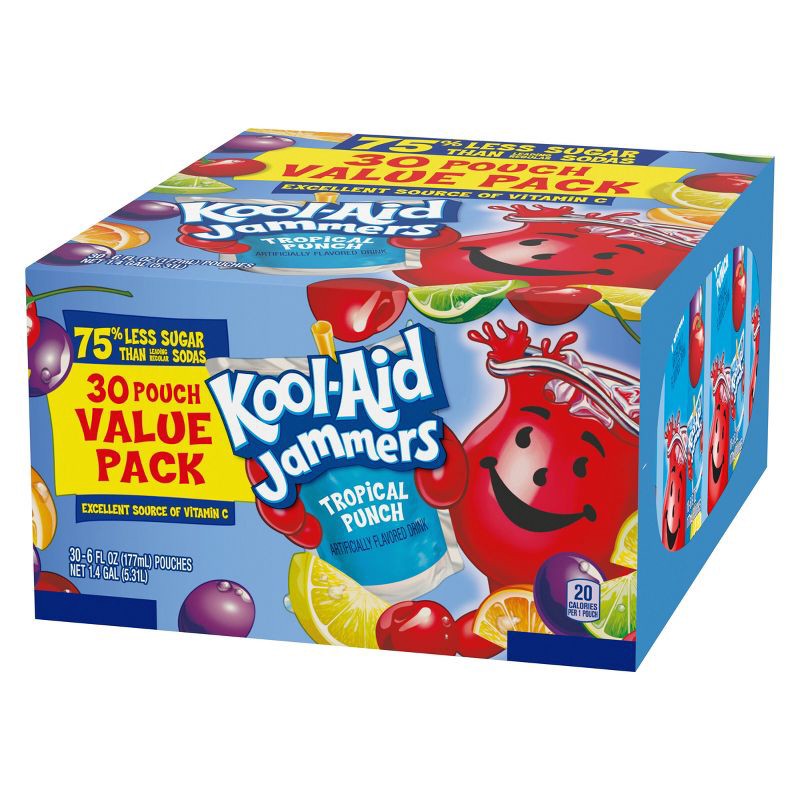 slide 13 of 16, Kool-Aid Jammer Tropical Punch - 30pk/6 fl oz Pouches, 30 ct; 6 fl oz