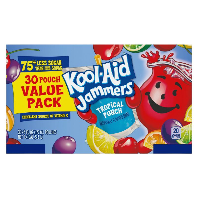 slide 14 of 16, Kool-Aid Jammer Tropical Punch - 30pk/6 fl oz Pouches, 30 ct; 6 fl oz