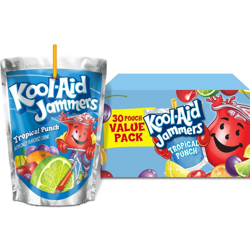 slide 1 of 16, Kool-Aid Jammer Tropical Punch - 30pk/6 fl oz Pouches, 30 ct; 6 fl oz