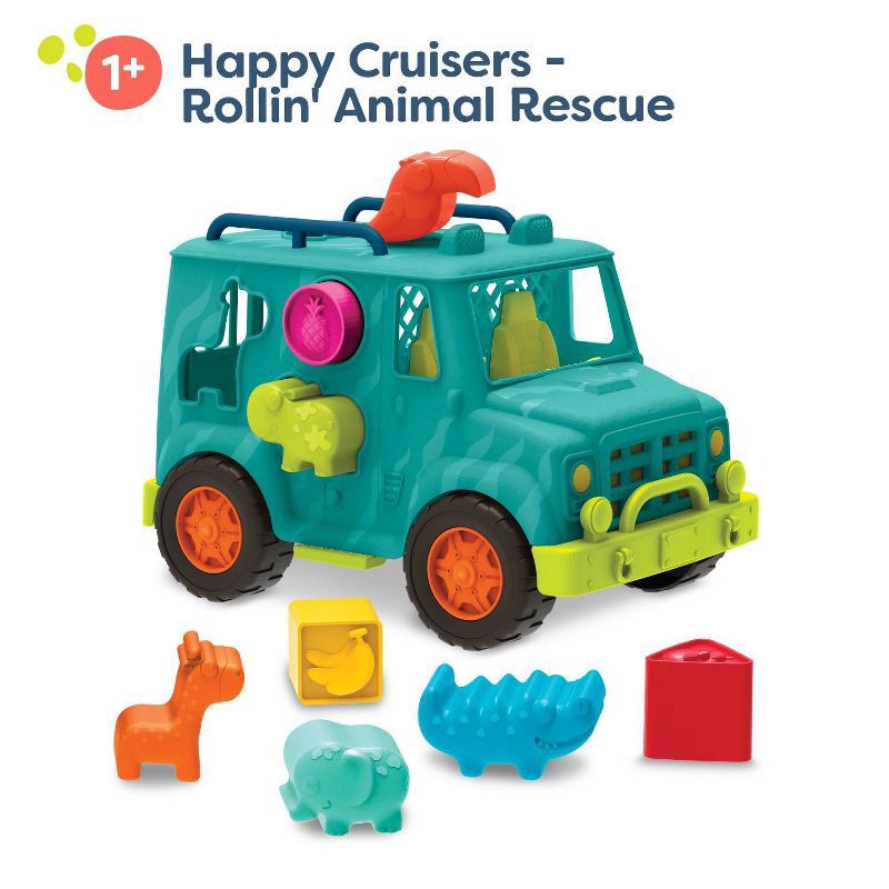 slide 7 of 7, B. toys Animal Rescue Shape Sorter Truck - Happy Cruisers, Rollin' Animal Rescue, 1 ct