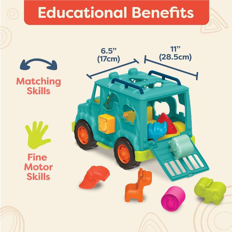 slide 2 of 7, B. toys Animal Rescue Shape Sorter Truck - Happy Cruisers, Rollin' Animal Rescue, 1 ct