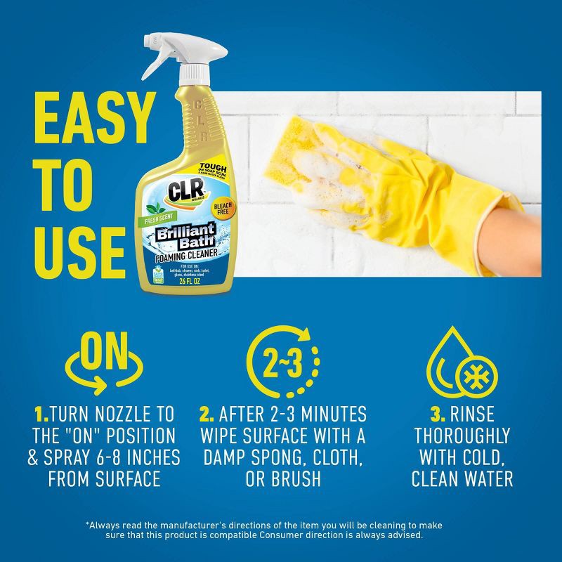 slide 5 of 9, CLR Clean Fresh Scent Brilliant Bath Foaming Bathroom Cleaner Spray - 26 fl oz, 26 fl oz